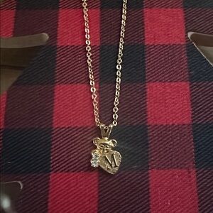 Teddy Bear Initial M Gold Tone Necklace